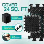 Gym Floor Mat for Home Workout Anti-Slip Rubber Exercise Mat with Interlocking Design, Durable Fitness Rug Weightlifting & Yoga
