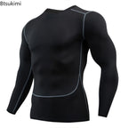 Gym Sports T-shirts for Men Long Sleeve Tights Boxing Sportswear Breathable Quick Dry Fitness Tops Male Outdoor Training Clothes