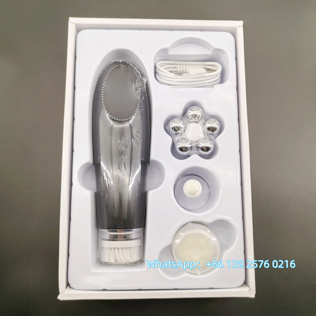 Beauty 4 in 1 Facial Skin Lifting Device Face Brush Cleanser Electric Silicone Facial Cleaning Brush for Deep Cleaning