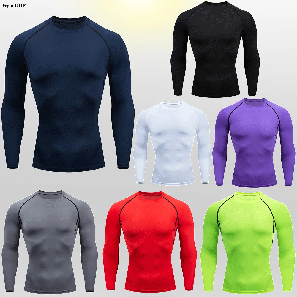 Gym Fitness T shirt Men's Short Sleeve Summer Boxing Jersey Legging Men Rashguard Compression Pants Quick Dry Tight T-shirts Men