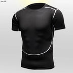 Gym Fitness T shirt Men's Short Sleeve Summer Boxing Jersey Legging Men Rashguard Compression Pants Quick Dry Tight T-shirts Men