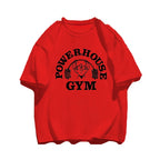 Summer Gym 100% Cotton Men's T-shirt Letter Weightlifting Printed Round Neck High Quality Street Outdoor Short Sleeve