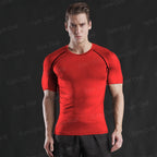 Gym Fitness T shirt Men's Short Sleeve Summer Boxing Jersey Legging Men Rashguard Compression Pants Quick Dry Tight T-shirts Men