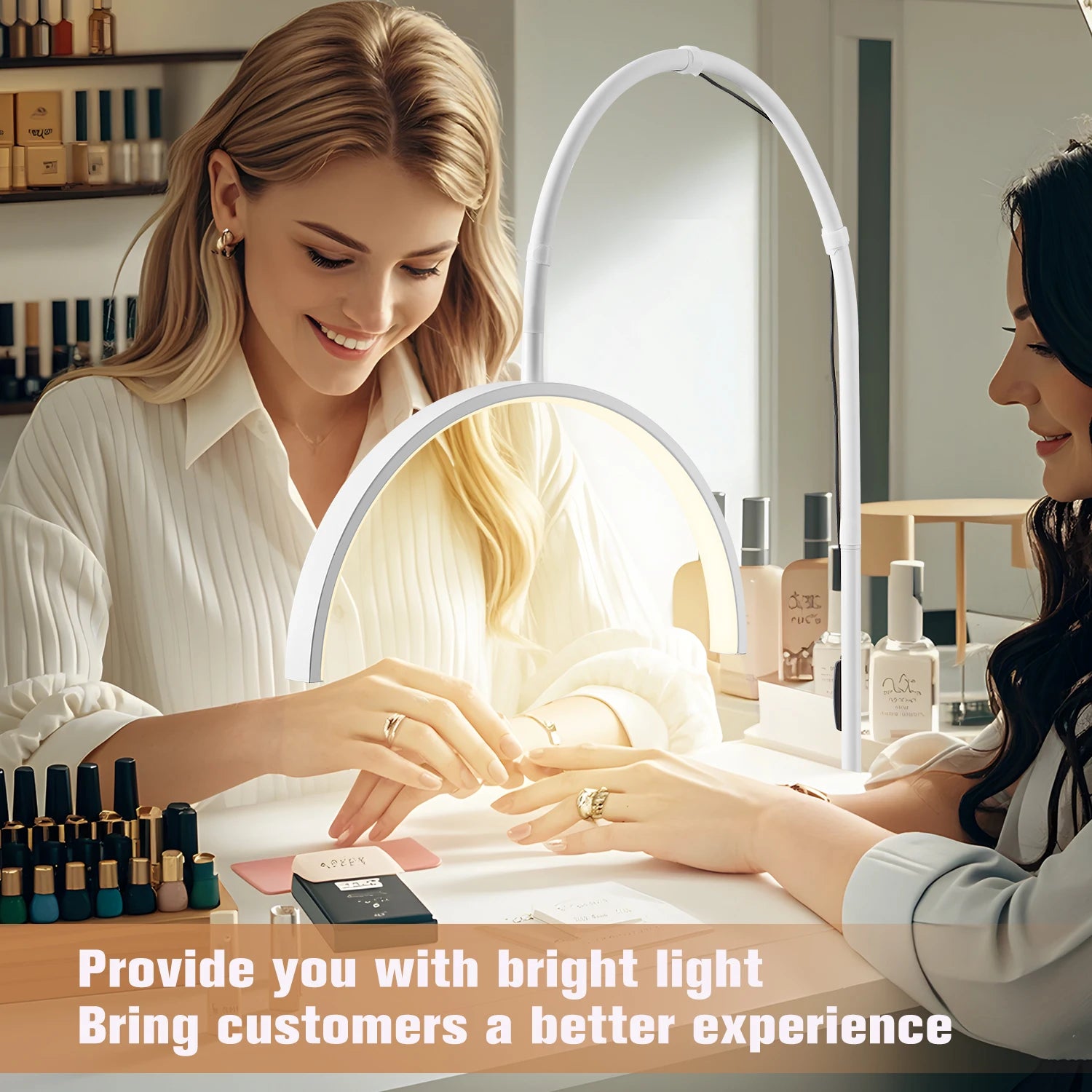 Half moon shaped LED table clip beauty lamp beauty salon nail and eye protection lamp suitable for beauty  makeup live streaming
