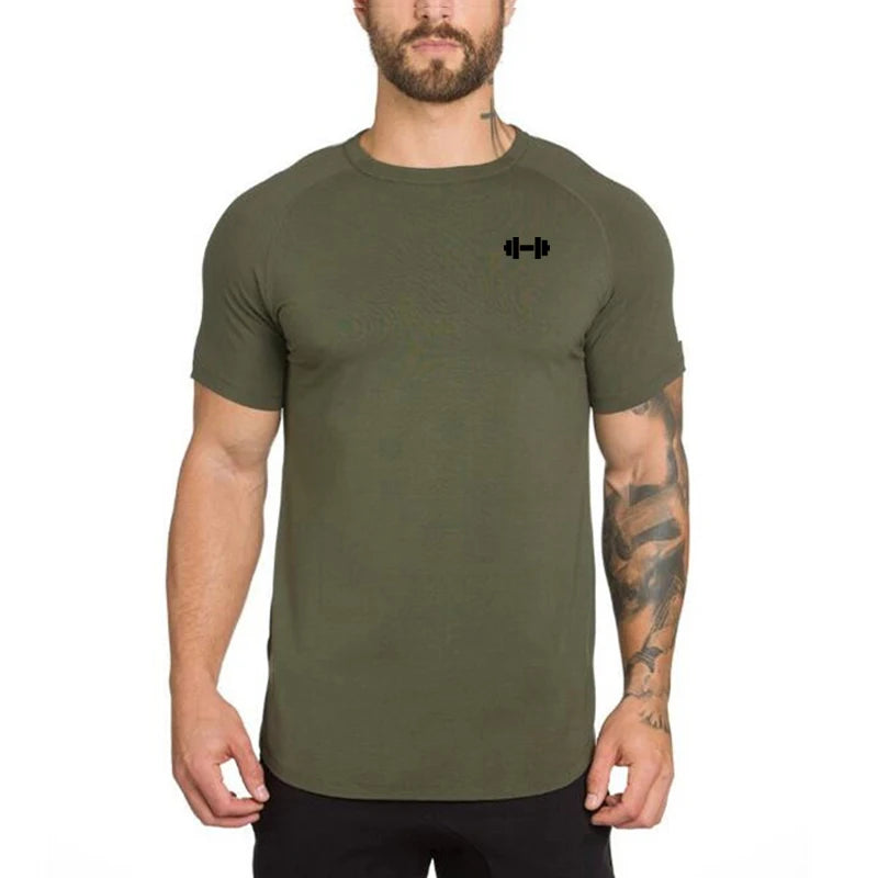 Gym Bodybuilding Workout Clothing Sportswear Mens Casual Short-sleeved Cotton Shirts Summer Fitness Breathable Slim Fit T-Shirts