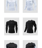 Gym Sports T-shirts for Men Long Sleeve Tights Boxing Sportswear Breathable Quick Dry Fitness Tops Male Outdoor Training Clothes