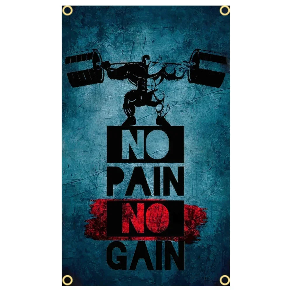 GYM Flag Message Signs Slogan Exercise Fitness Poster Advertise Logo Sport Outdoor Club Digital Printing Banner Brass Grommet