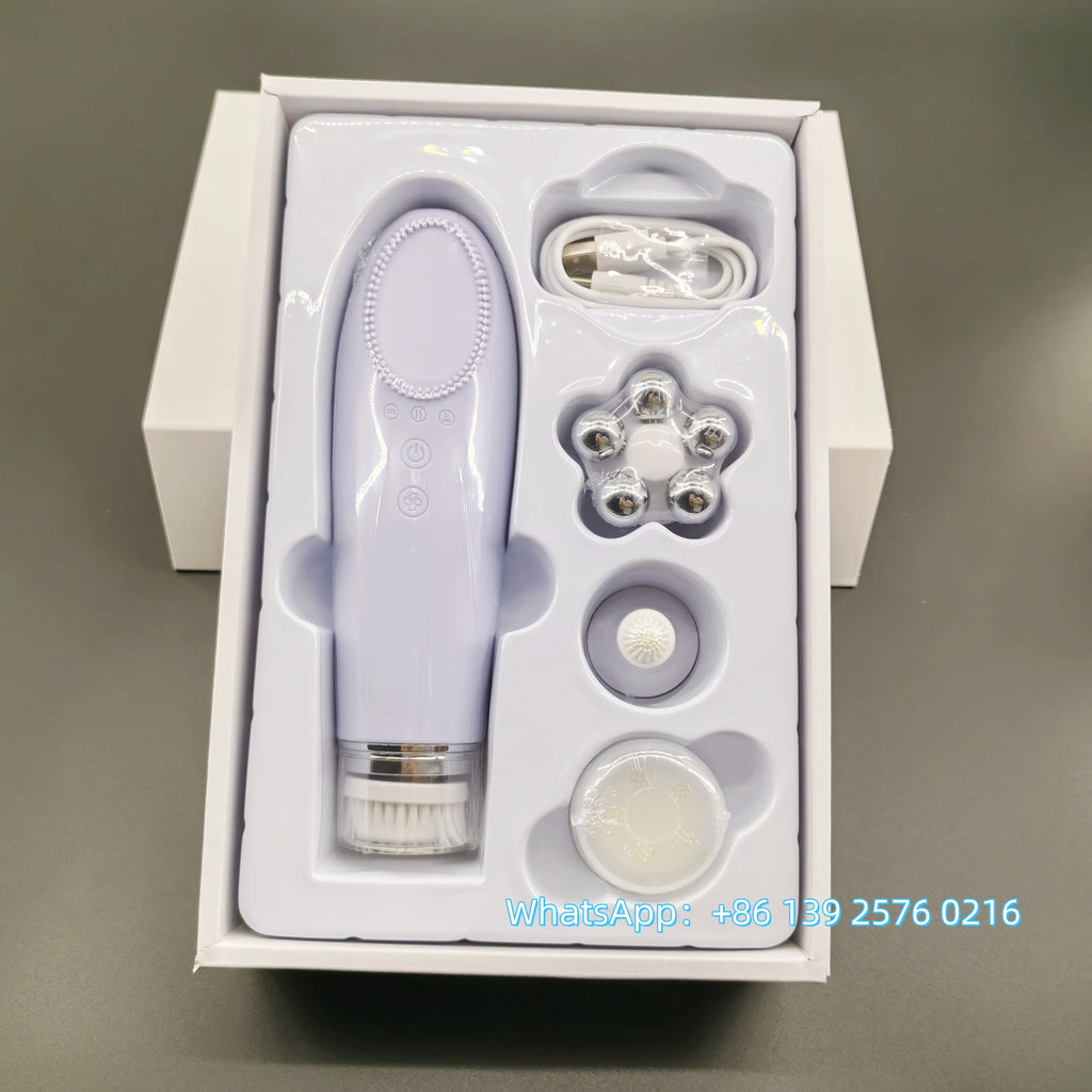 Beauty 4 in 1 Facial Skin Lifting Device Face Brush Cleanser Electric Silicone Facial Cleaning Brush for Deep Cleaning