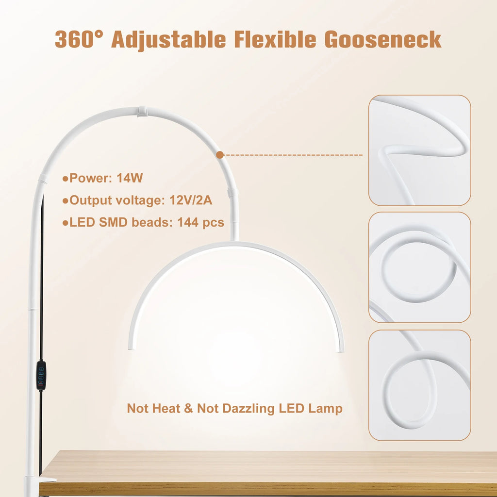 Half moon shaped LED table clip beauty lamp beauty salon nail and eye protection lamp suitable for beauty  makeup live streaming