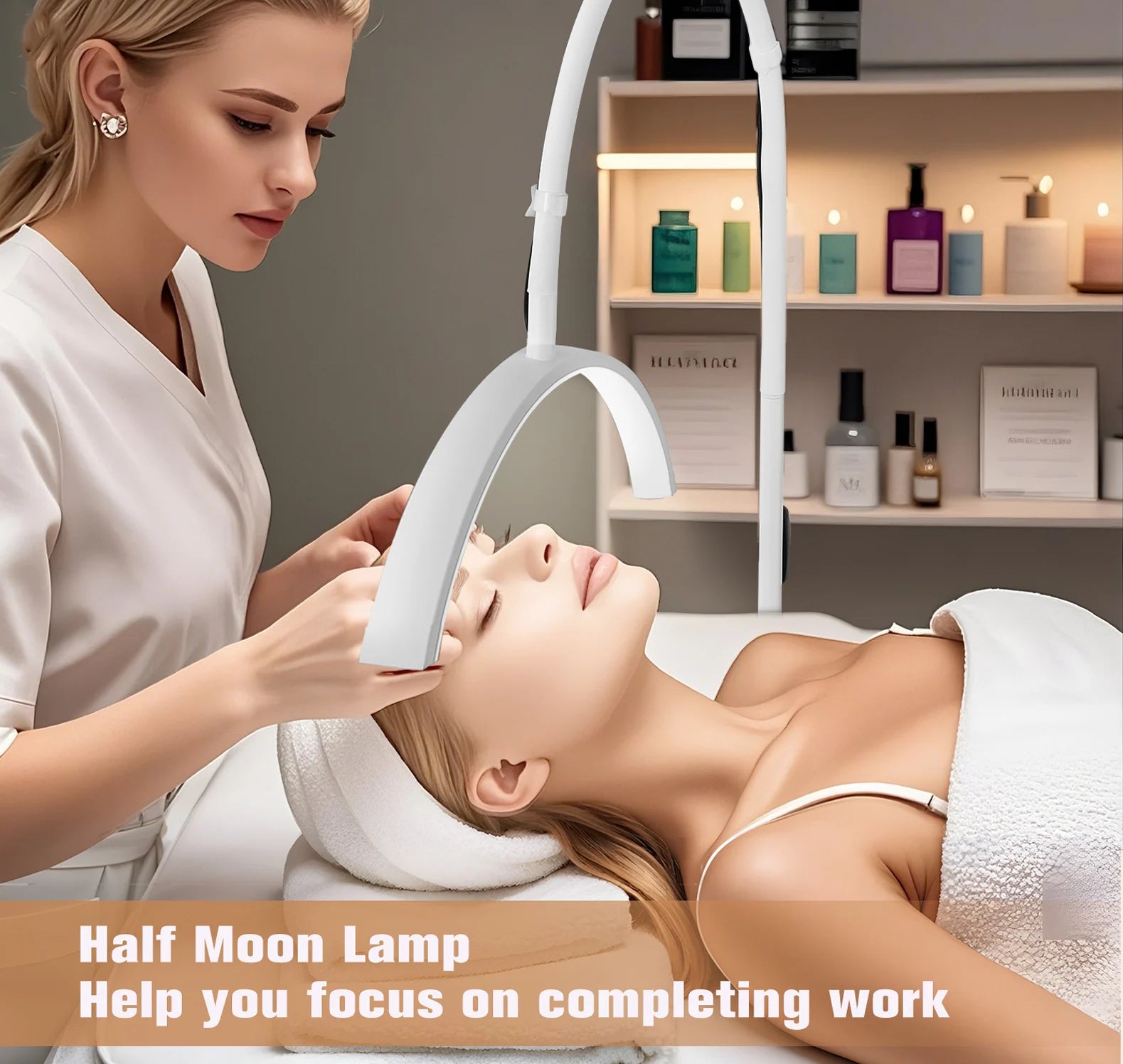 Half moon shaped LED table clip beauty lamp beauty salon nail and eye protection lamp suitable for beauty  makeup live streaming
