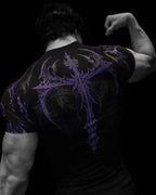 GYM T-shirt Men's Dark Gothic Print Muscle Tee  High Elasticity And Quick Drying Exercise For Bodybuilding Training 2026 Summer