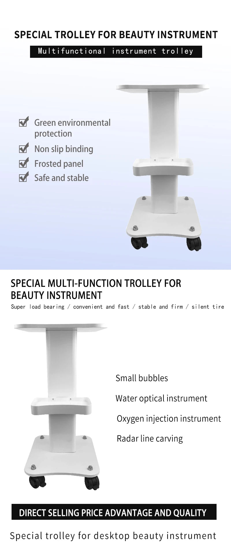 Multifunction Trolley Cart for Beauty Device ABS Aluminum Stand Beauty Salon Rolling Trolley Professional Beauty Equipment