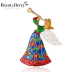Beaut&Berry Elegant Enamel Speaker Angel Brooches for Women Character Pins Friends Party Gifts Banquet Jewellery Accessories