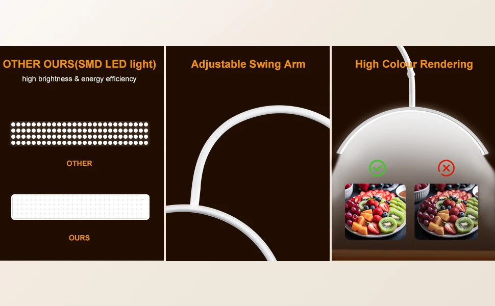 Half moon shaped LED table clip beauty lamp beauty salon nail and eye protection lamp suitable for beauty  makeup live streaming