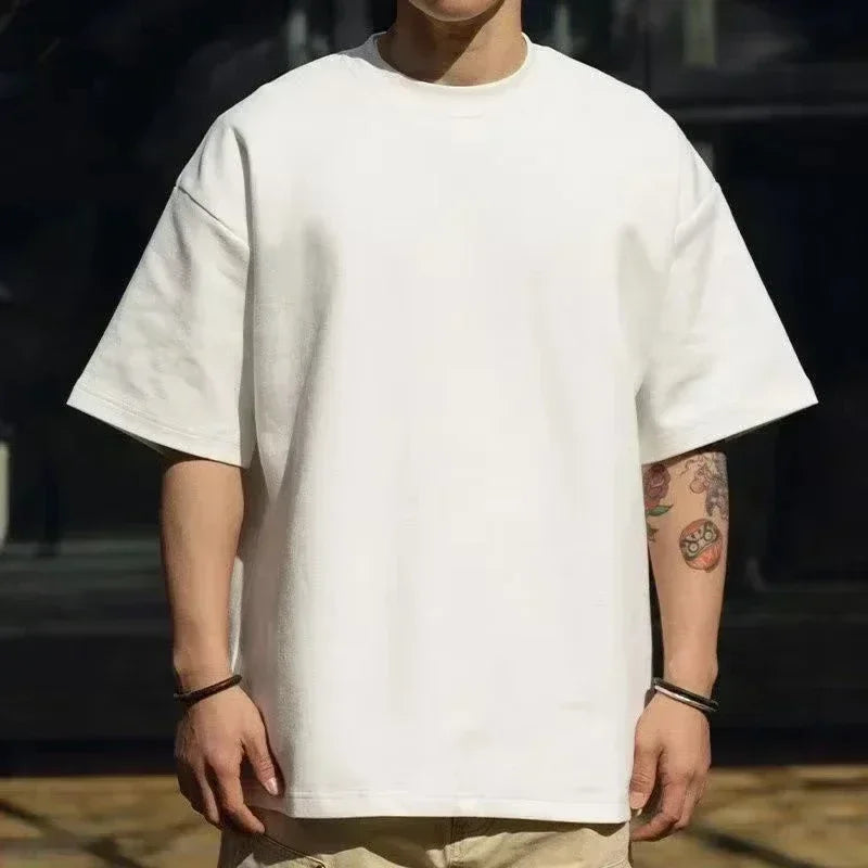 Summer Gym 100% Cotton Men's T-shirt Letter Weightlifting Printed Round Neck High Quality Street Outdoor Short Sleeve