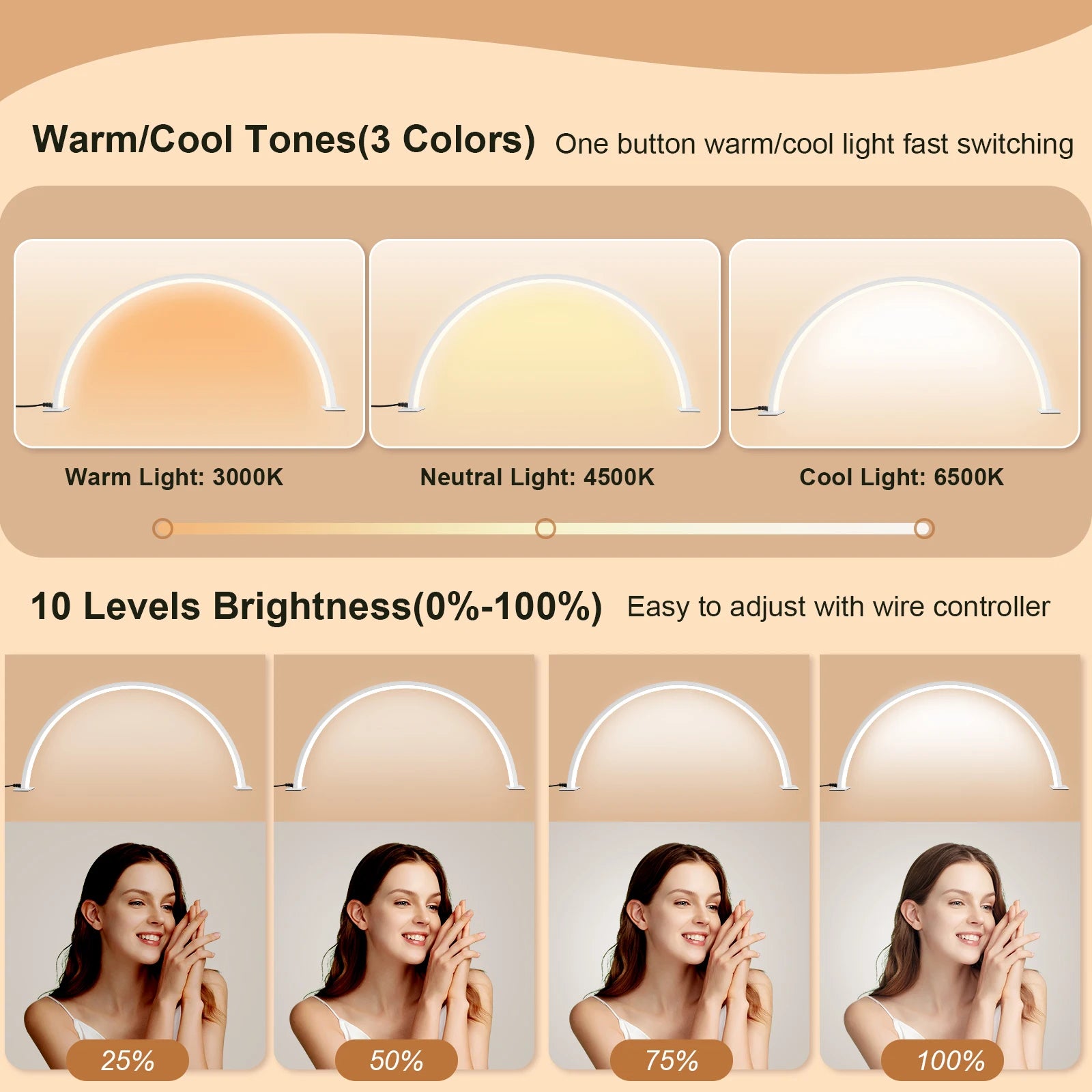 LED half moon beauty and brightening beauty salon desktop cleaning eyelash beauty makeup eye care nail art special light