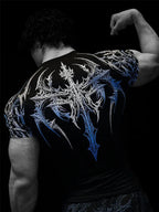 GYM T-shirt Men's Dark Gothic Print Muscle Tee  High Elasticity And Quick Drying Exercise For Bodybuilding Training 2026 Summer