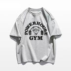 Summer Gym 100% Cotton Men's T-shirt Letter Weightlifting Printed Round Neck High Quality Street Outdoor Short Sleeve