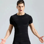 Gym Fitness T shirt Men's Short Sleeve Summer Boxing Jersey Legging Men Rashguard Compression Pants Quick Dry Tight T-shirts Men