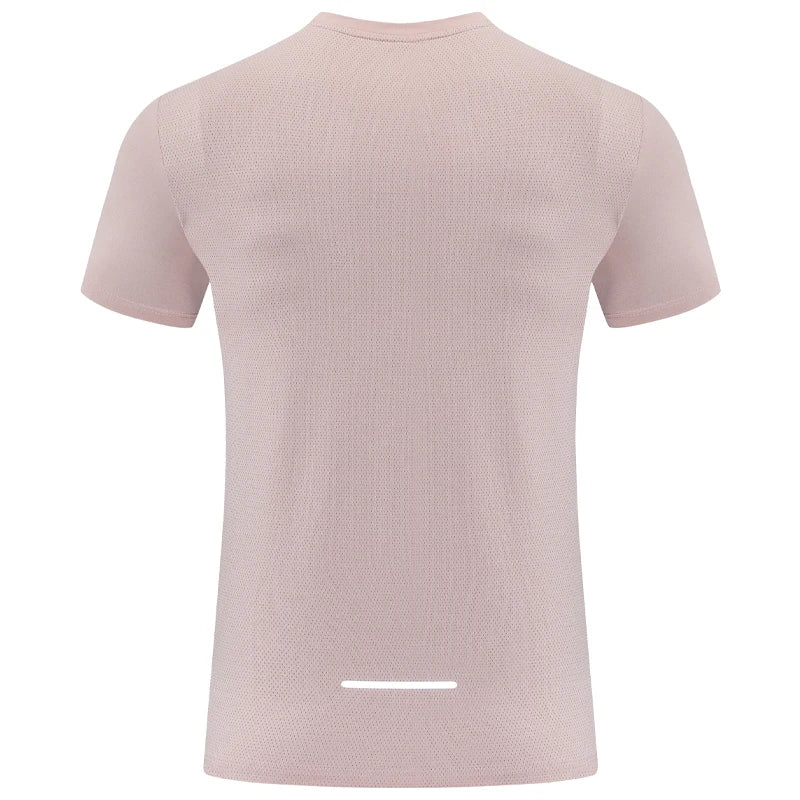 Gym Sport T Shirt Men Running Outdoor Workout Training Tees Round Neck Quick Dry Breathable Polyester Casual Short Sleeve