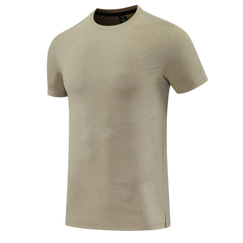 Gym Sport T Shirt Men Running Outdoor Workout Training Tees Round Neck Quick Dry Breathable Polyester Casual Short Sleeve