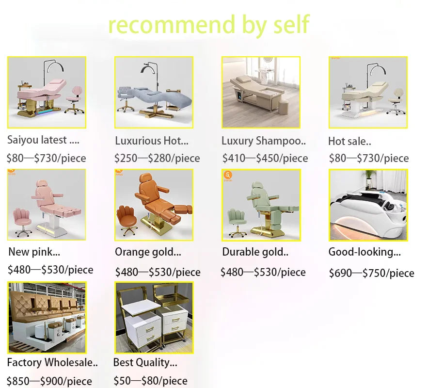 Beauty Salon 3 or 4 Motor Metal Base Beauty Bed with Manual and Remote Control
