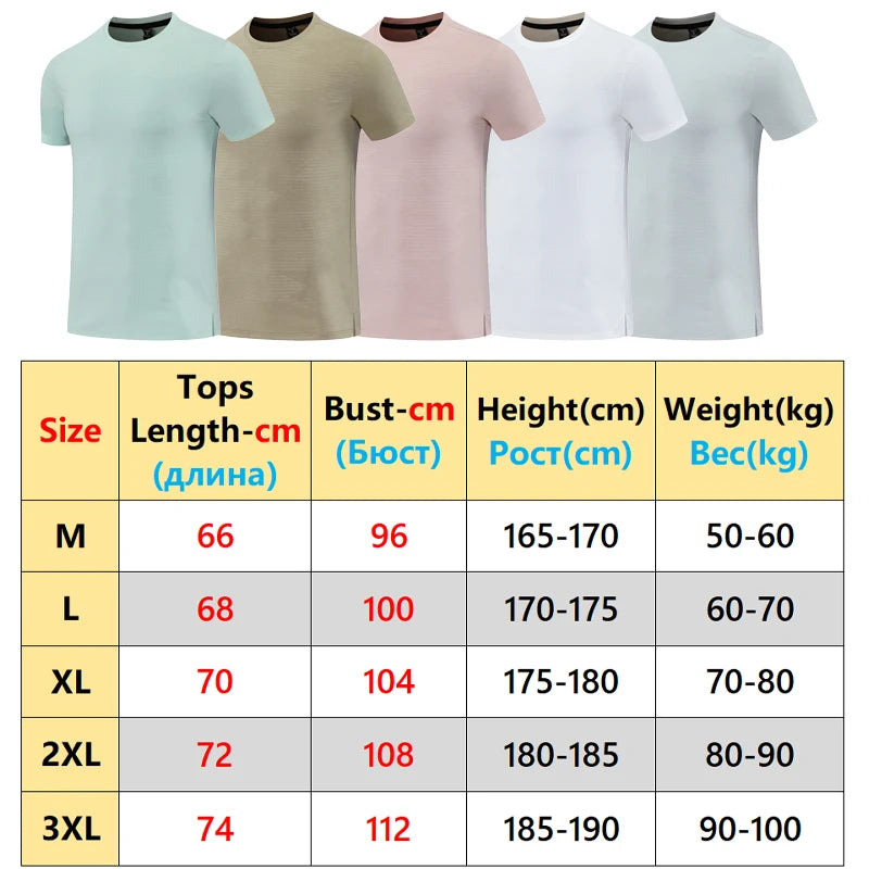 Gym Sport T Shirt Men Running Outdoor Workout Training Tees Round Neck Quick Dry Breathable Polyester Casual Short Sleeve