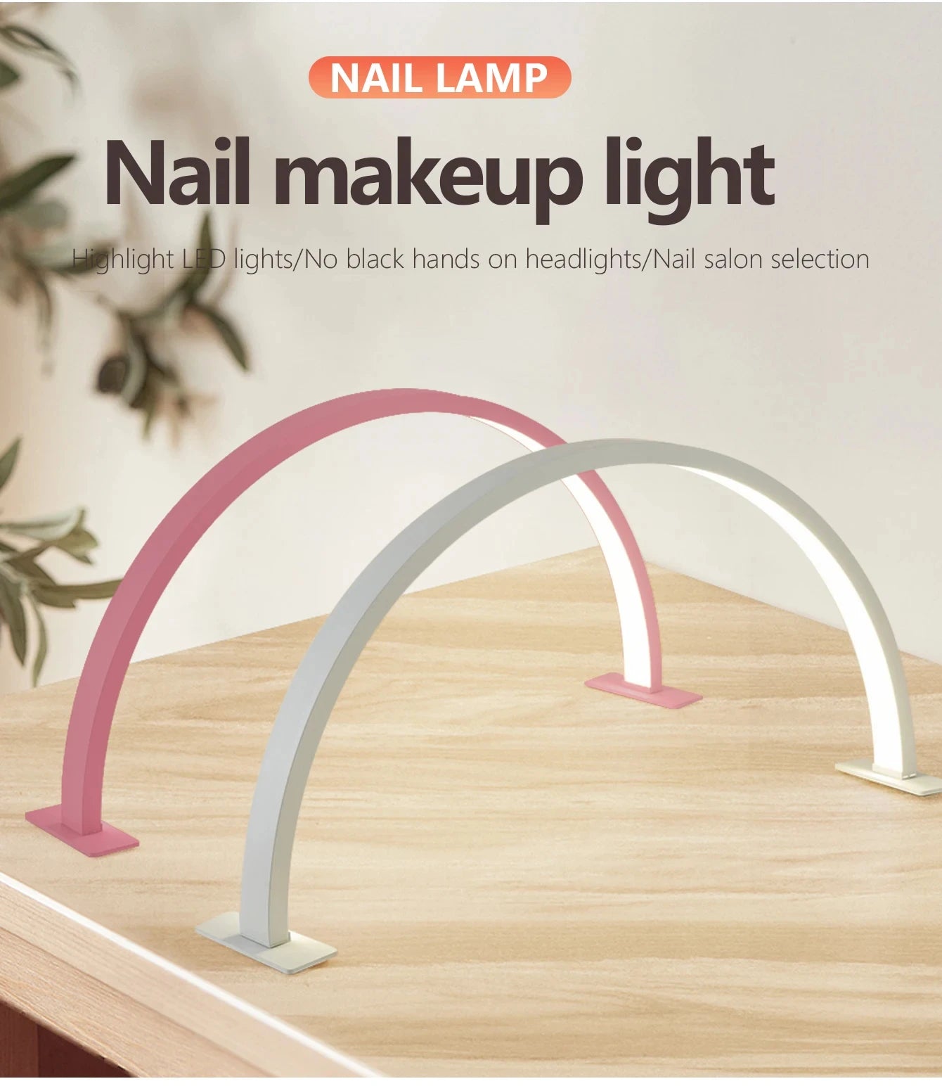 Nail Lamp LED Half Moon Beauty and Brightening Beauty Salon Desktop Lamp Eyelash Beauty Makeup Eye Care Nail Art Special Lights