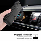 360 Protection Magnetic Leather Wallet Armor Case for iPhone